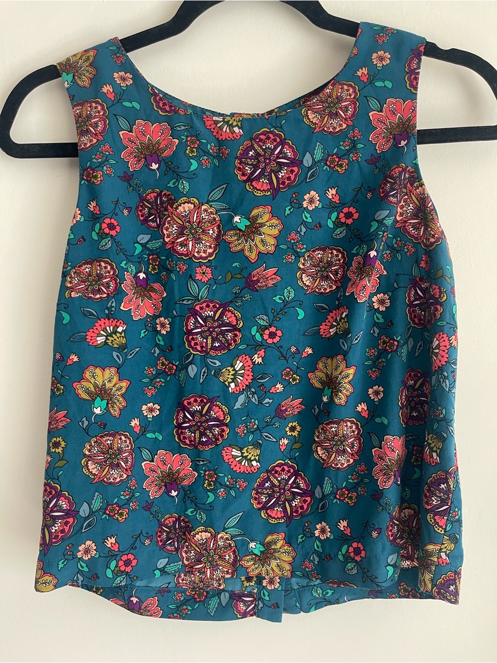Forever 21 Teal Floral Print Sleeveless Camisole